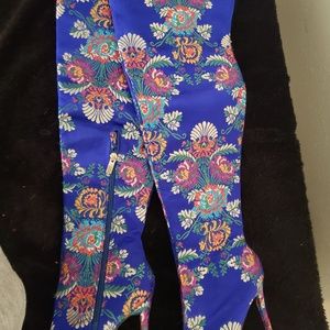 Beautiful Blue Texture Thigh High Boots